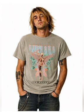 Nirvana Shirt L Grunge Tan